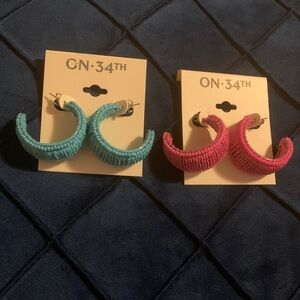 ON 34th Vibrant Blue and Pink Hoop Earrings